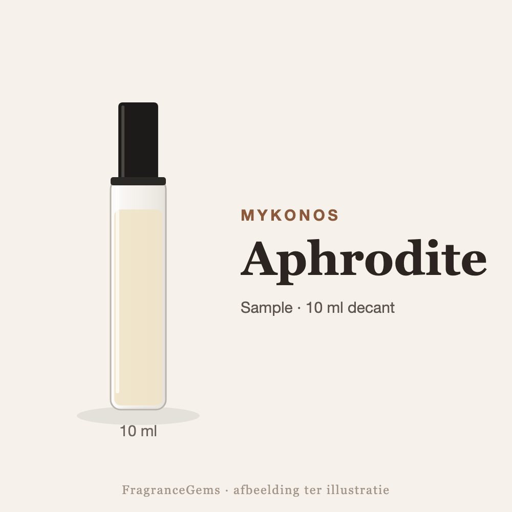 Mykonos Aphrodite sample – 10 ml decant in glazen sprayflesje