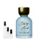 Mykonos Baby Love sample – decant naast de volle fles ter herkenning