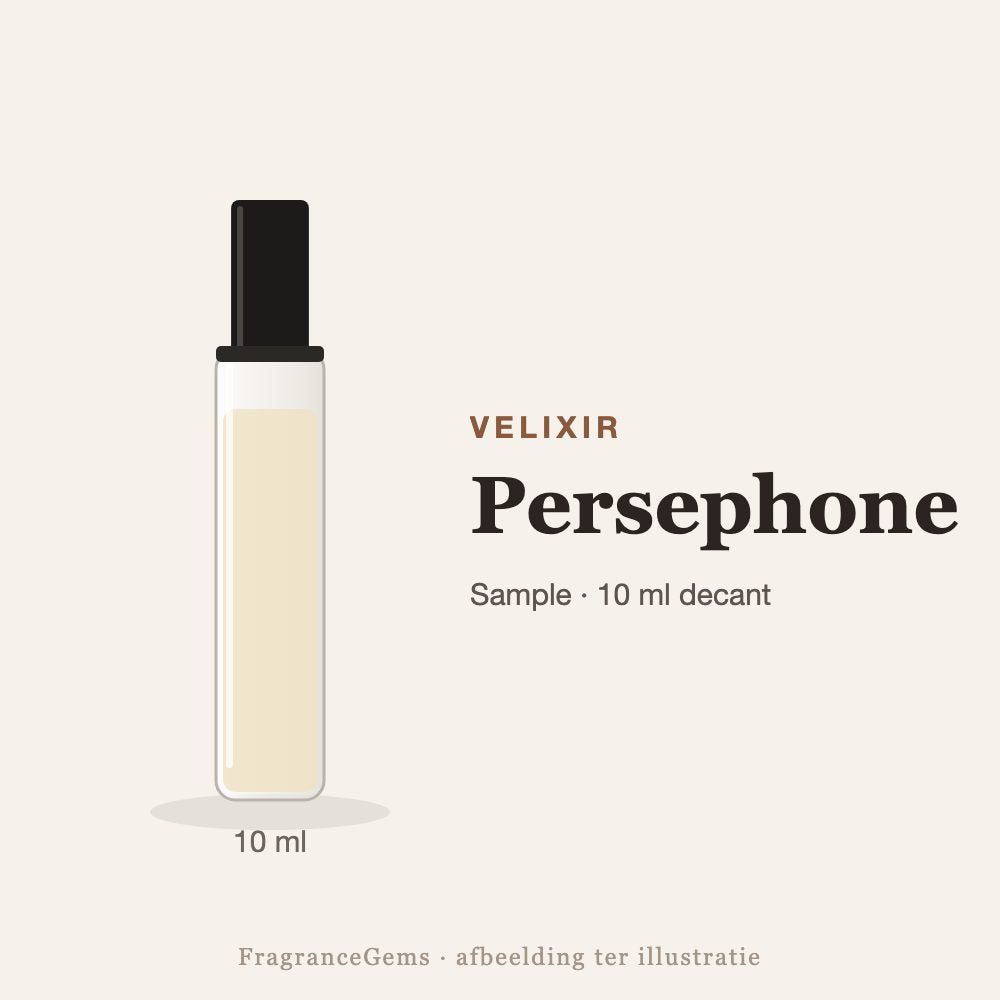 Velixir Persephone sample – 10 ml decant in glazen sprayflesje